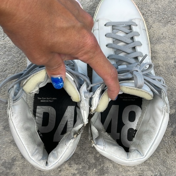 New P448 F22 Taylor Platform High Top Sneaker Side Zip Iridescent Strip Sz 42 - Picture 15 of 16